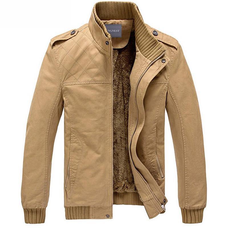 Planet Gates Army Green / M Men Jacket Plus Velvet Solid Color Top Quality Jacket Men Winter Warm Jacket Asian Size 3XL MWJ193