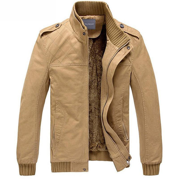 Planet Gates Army Green / M Men Jacket Plus Velvet Solid Color Top Quality Jacket Men Winter Warm Jacket Asian Size 3XL MWJ193