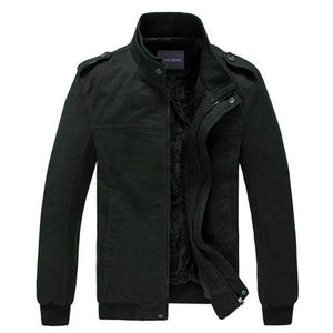 Planet Gates Army Green / M Men Jacket Plus Velvet Solid Color Top Quality Jacket Men Winter Warm Jacket Asian Size 3XL MWJ193