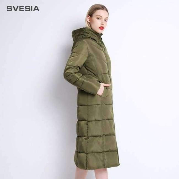 Planet Gates Army Green / M Winter Jackets Coats Women's Long Warm Thickening Hooded Parka Female Befree Outerwear Coats Vintage Parks Jaqueta Feminina