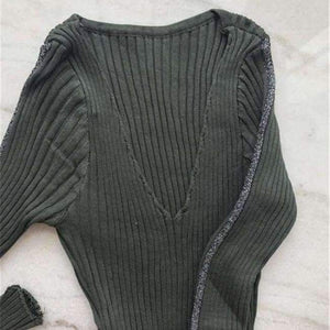 Planet Gates Army Green / One Size 2018 ladies dresses Autumn winter short dress jumper Casual stripe sweater knitted bodycon dress Women elegant pullover Vestidos