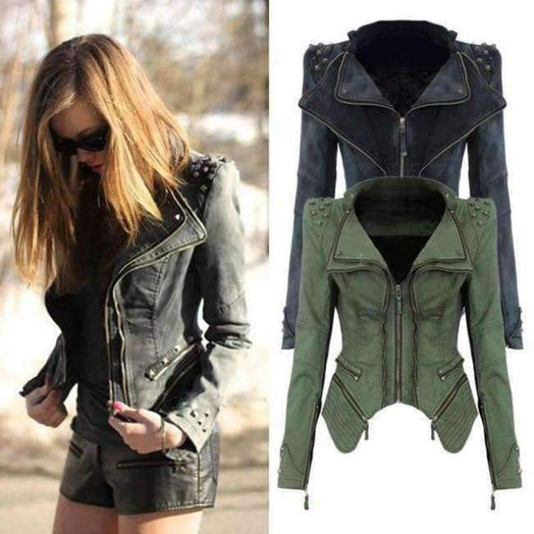 Planet Gates Army Green / S Army green/Grey jeans jackets women oversized denim jacket punk chaquetas mujer vintage Rivet coats