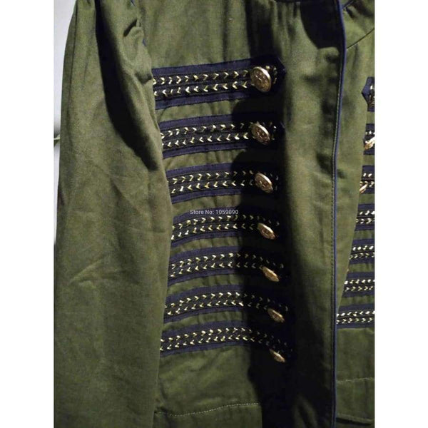 Planet Gates Army Green / S Fashion Woman Khaki MILITARY STYLE JACKET Mandarin collar long sleeves Contrasting bands Front snap buttons