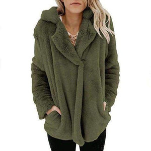 Planet Gates Army Green / S Fleece Cardigan Sweater Women Female Warm Cotton Sweater Veste Femme Pockets Fashion Coat Long Kimono Cardigan EDR78