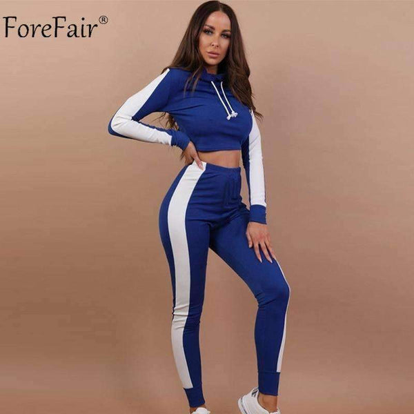 Planet Gates Army Green / S Hooded Bodycon Crop Tops Women Set Summer Autumn 2018 Casual Long Sleeve Tops Long Pant Tracksuit Ladies Two Pieces Set