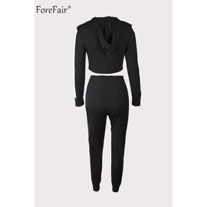 Planet Gates Army Green / S Hooded Bodycon Crop Tops Women Set Summer Autumn 2018 Casual Long Sleeve Tops Long Pant Tracksuit Ladies Two Pieces Set