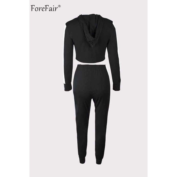 Planet Gates Army Green / S Hooded Bodycon Crop Tops Women Set Summer Autumn 2018 Casual Long Sleeve Tops Long Pant Tracksuit Ladies Two Pieces Set