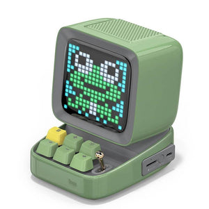 Planet Gates Army Green / Speaker Retro Pixel Art Bluetooth Portable Speaker Alarm Clock DIY LED Screen By APP Electronic Gadget Gift Home Decoration
