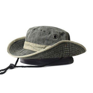Planet Gates Army green-style 2 / 56-58cm Fishing Hiking Sun Hat Men Women Boonie Hat Wide Brim Bucket Hat Outdoor Safari Summer Cap Cotton Bucket Hat
