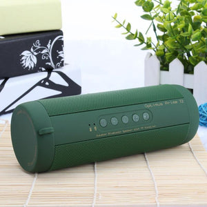 Planet Gates Army Green T2 Bluetooth Music Bass Speaker Waterproof Portable Outdoor LED Wireless Column Loudspeaker Support TF Card FM Radio Aux Input