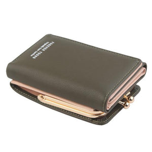 Planet Gates Army Green Wallet Women  Lady Short Women Wallets Crown Decorated Mini Money Purses Small Fold PU Leather Female Coin Purse Card Holder