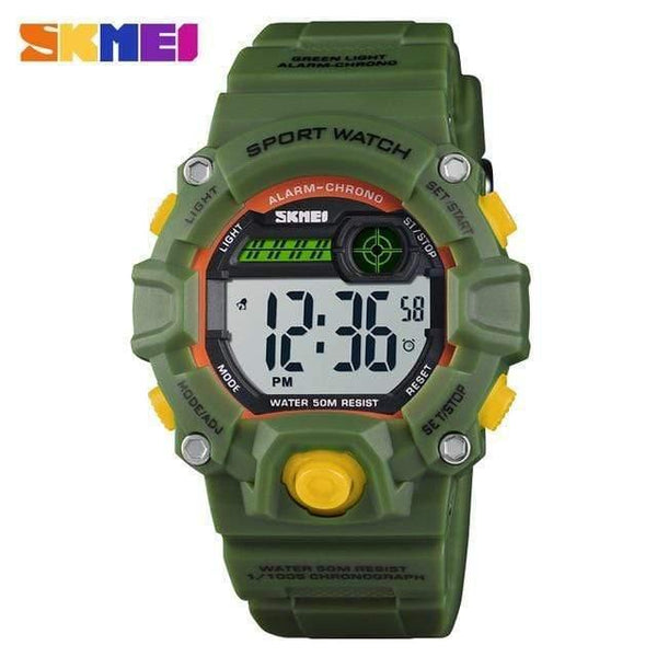 Planet Gates Army green watch Kids Watches Digital Wristwatch 50M Waterproof Plastic Case Alarm Boys Girls Children Watch 1484 reloj