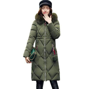 Planet Gates Army Green / XL / China Winter coat thickened parka women stitching slim long winter coat down cotton ladies down parka down jacket women