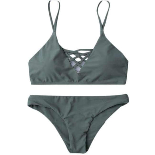 Planet Gates ArmyGreen / 0 Maternity swimear Brazilian bandage Halter sexy swimwear women swimwear women bikini costumi da bagno donna JL 10