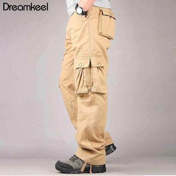 Planet Gates ArmyGreen / 30 Tactical Military Fatigues Cargo Pants Men Men's Cotton Loose Military Trousers Pants Plus Size 40 Light Green