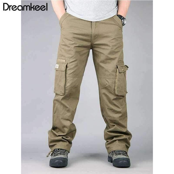 Planet Gates ArmyGreen / 30 Tactical Military Fatigues Cargo Pants Men Men's Cotton Loose Military Trousers Pants Plus Size 40 Light Green