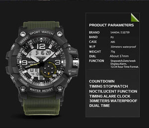 Planet Gates armygreen black Men's Watches Top Brand Luxury Military Quartz Watch Men Waterproof S Shock Wristwatches relogio masculino