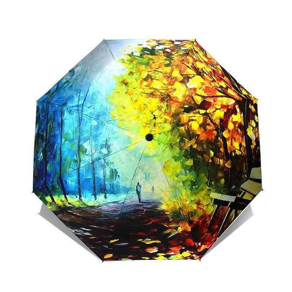 Planet Gates Art Sakura Umbrellas Female Van Gogh Painting Folding Umbrella Rain Women Windproof Anti-UV Sun Parasol YHS03