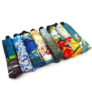 Planet Gates Art Sakura Umbrellas Female Van Gogh Painting Folding Umbrella Rain Women Windproof Anti-UV Sun Parasol YHS03
