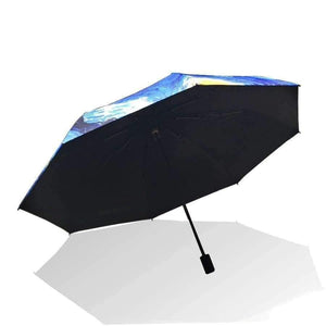 Planet Gates Art Sakura Umbrellas Female Van Gogh Painting Folding Umbrella Rain Women Windproof Anti-UV Sun Parasol YHS03