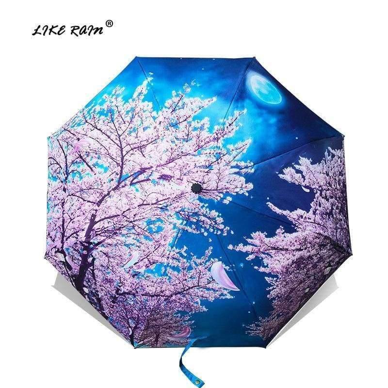 Planet Gates Art Sakura Umbrellas Female Van Gogh Painting Folding Umbrella Rain Women Windproof Anti-UV Sun Parasol YHS03