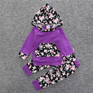 Planet Gates as photo 1 / 18M Baby Autumn new baby boy clothes Children Baby Girls Long Sleeve Hooded Tops Floral pants 2 pcs. clothing set SY188