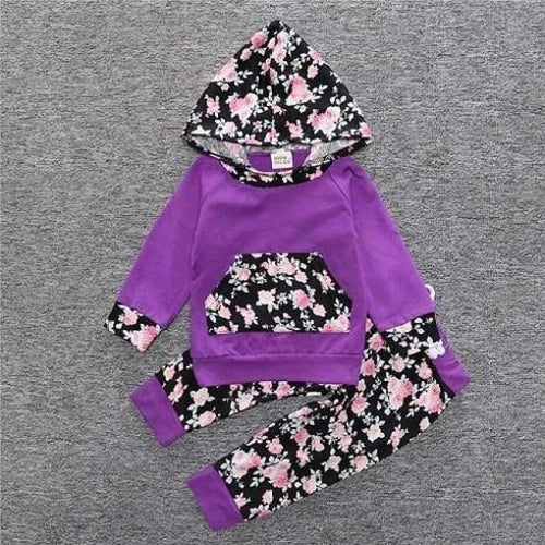 Planet Gates as photo 1 / 18M Baby Autumn new baby boy clothes Children Baby Girls Long Sleeve Hooded Tops Floral pants 2 pcs. clothing set SY188