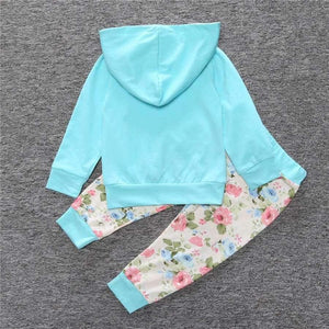 Planet Gates as photo / 18M Baby Autumn new baby boy clothes Children Baby Girls Long Sleeve Hooded Tops Floral pants 2 pcs. clothing set SY188