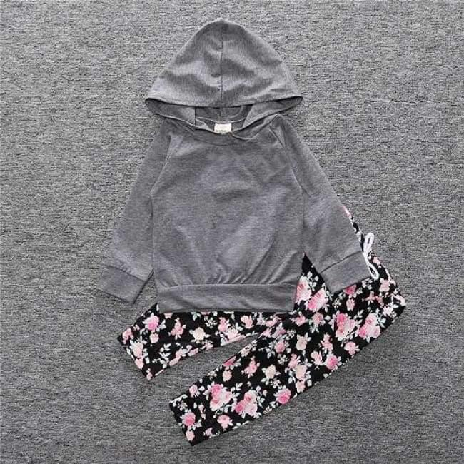 Planet Gates as photo / 18M Baby Autumn new baby boy clothes Children Baby Girls Long Sleeve Hooded Tops Floral pants 2 pcs. clothing set SY188