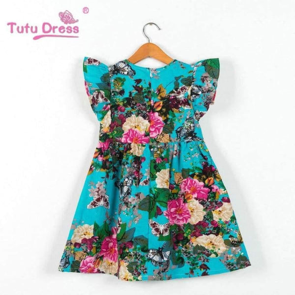Planet Gates As photo / 2T Summer Girls Dress Floral Print Princess Dresses For Baby Girls Designer Formal Party Dress Kids Clothes