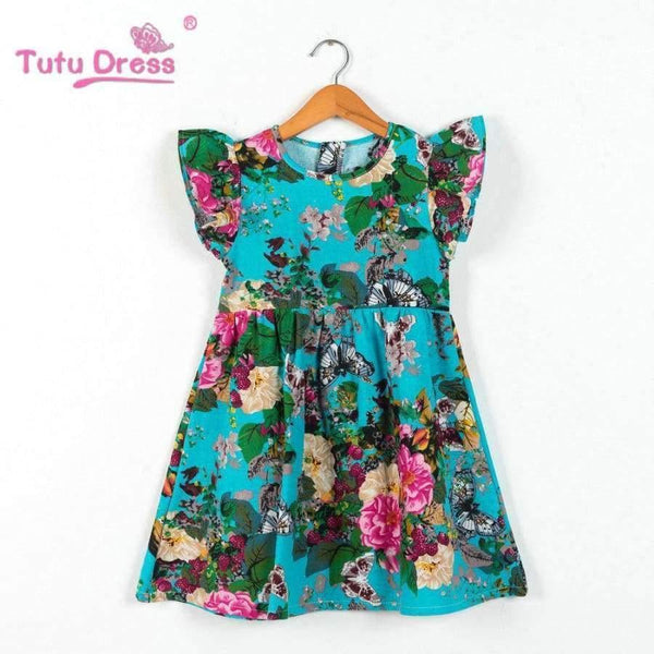 Planet Gates As photo / 2T Summer Girls Dress Floral Print Princess Dresses For Baby Girls Designer Formal Party Dress Kids Clothes