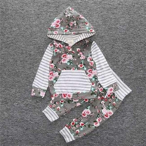 Planet Gates as photo 3 / 18M Baby Autumn new baby boy clothes Children Baby Girls Long Sleeve Hooded Tops Floral pants 2 pcs. clothing set SY188