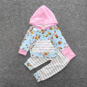 Planet Gates as photo 4 / 18M Baby Autumn new baby boy clothes Children Baby Girls Long Sleeve Hooded Tops Floral pants 2 pcs. clothing set SY188