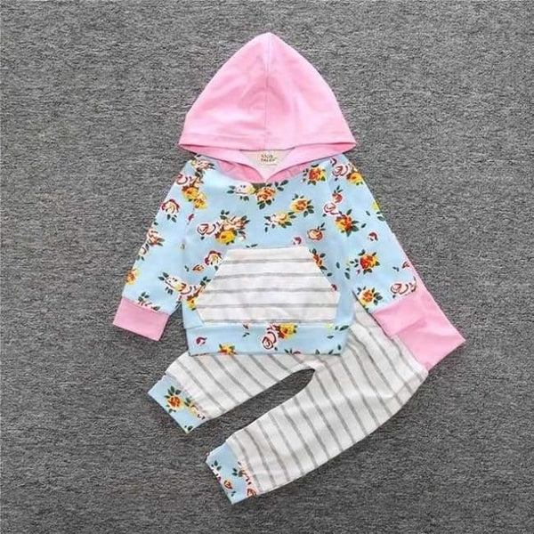 Planet Gates as photo 4 / 18M Baby Autumn new baby boy clothes Children Baby Girls Long Sleeve Hooded Tops Floral pants 2 pcs. clothing set SY188