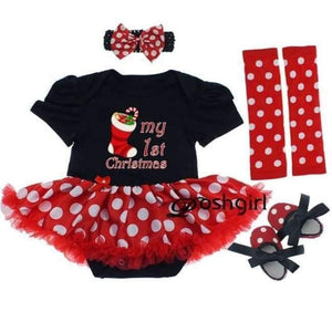 Newborn Christmas Clothes Baby Girls Clothing Set My First Christmas Baby Clothes Set Ruffle Tutu Dress New Born Baby Clothing - As Photo 4