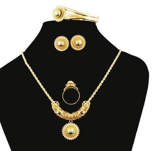 Planet Gates Ethiopian Habesha Jewelry 18k Gold Color Jewelry Bridal Temperament Jewelry Wedding Jewelry Sets for Women