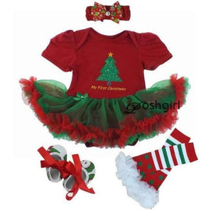 Newborn Christmas Clothes Baby Girls Clothing Set My First Christmas Baby Clothes Set Ruffle Tutu Dress New Born Baby Clothing - As Photo 8