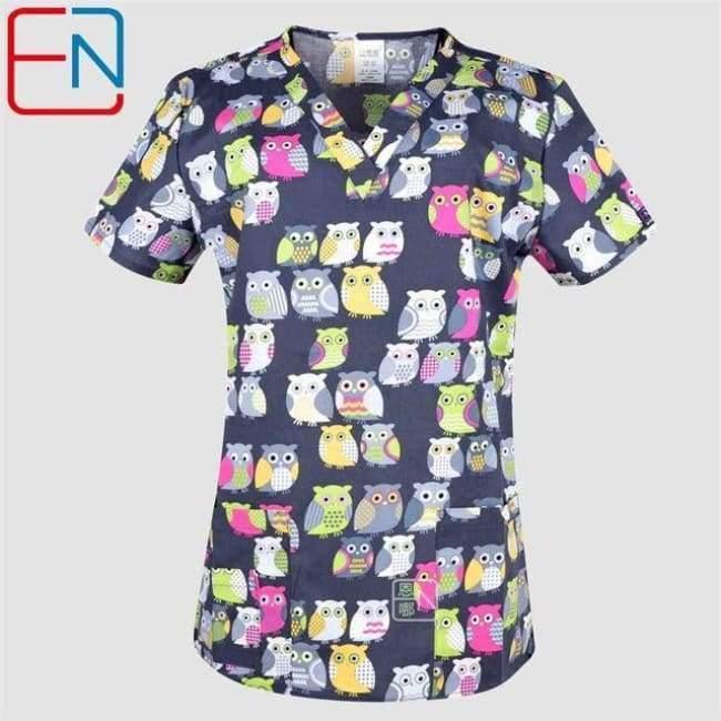 Planet Gates four hearts / XXS Women Scrub Top With V-Neck 100% Cotton Print Surgical Medical Uniforms Hospital Nurse Scrub Tops For Women