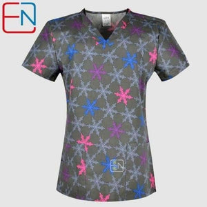 Planet Gates as photo / XXS Women Scrub Top With V-Neck 100% Cotton Print Surgical Medical Uniforms Hospital Nurse Scrub Tops For Women