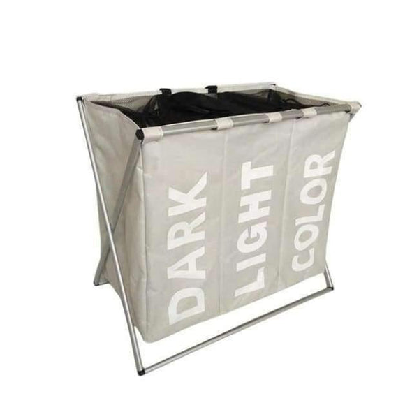 Planet Gates as pic 2 Laundry Storage Organization Basket Foldable Laundry Hamper Bathroom Laundry Bag Product Triple Compartment