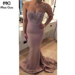 Planet Gates as pic / 6 Sexy Mermaid Bridesmaid Dresses Long with Appliques Spaghetti Straps Wedding Party Dress Elastic Satin Bridesmaid Dress