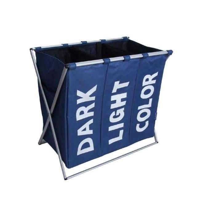 Planet Gates as pic Laundry Storage Organization Basket Foldable Laundry Hamper Bathroom Laundry Bag Product Triple Compartment