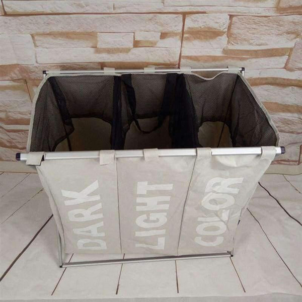 Planet Gates as pic Laundry Storage Organization Basket Foldable Laundry Hamper Bathroom Laundry Bag Product Triple Compartment