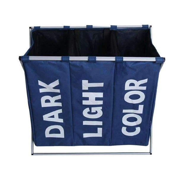Planet Gates as pic Laundry Storage Organization Basket Foldable Laundry Hamper Bathroom Laundry Bag Product Triple Compartment
