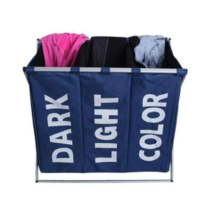 Planet Gates as pic Laundry Storage Organization Basket Foldable Laundry Hamper Bathroom Laundry Bag Product Triple Compartment