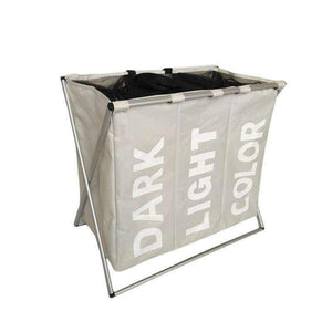 Planet Gates as pic Laundry Storage Organization Basket Foldable Laundry Hamper Bathroom Laundry Bag Product Triple Compartment