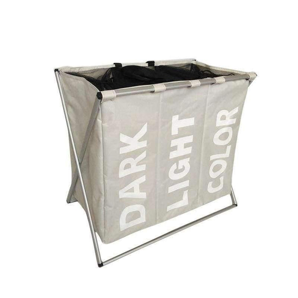 Planet Gates as pic Laundry Storage Organization Basket Foldable Laundry Hamper Bathroom Laundry Bag Product Triple Compartment