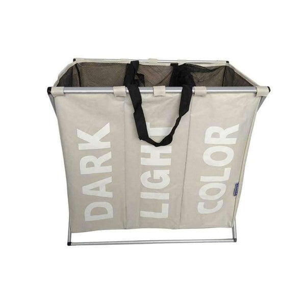 Planet Gates as pic Laundry Storage Organization Basket Foldable Laundry Hamper Bathroom Laundry Bag Product Triple Compartment