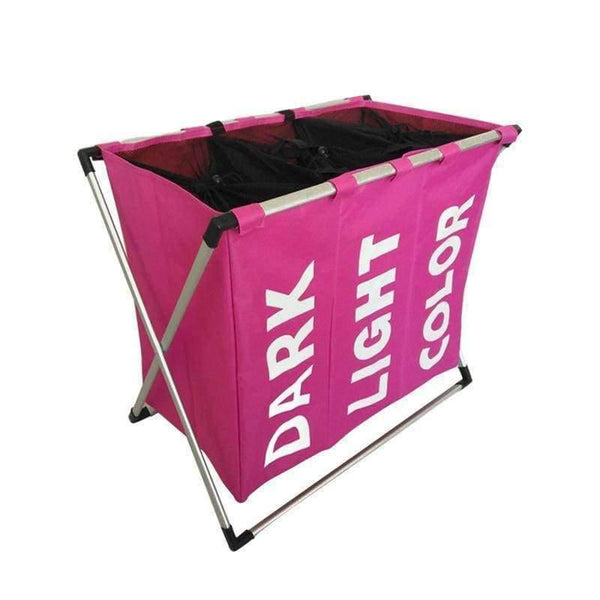 Planet Gates as pic Laundry Storage Organization Basket Foldable Laundry Hamper Bathroom Laundry Bag Product Triple Compartment