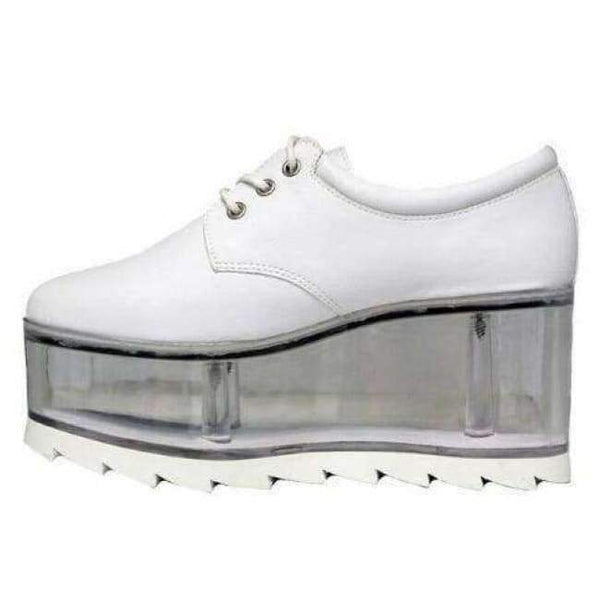 Planet Gates as picture 1 / 5.5 2018 Hot Clear PVC Platform Women Smooth Leather Casual Shoes Lace Up Fashion Ladies Vulcanize Shoes Wedge Heel Shoes Size 39